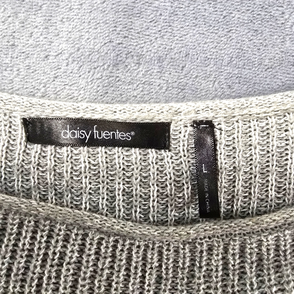 2/$30 Daisy Fuentes Grey Cable Knit Sweater Dress Size L - Picture 9 of 11